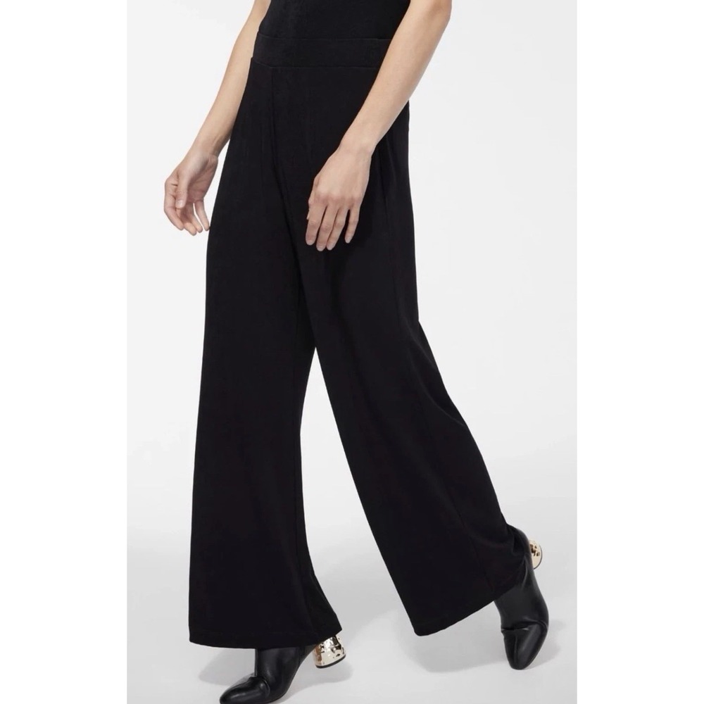 NWT Chico's Travelers 3 T = XL Tall Classic Hutton Black Wide Leg Pants $70